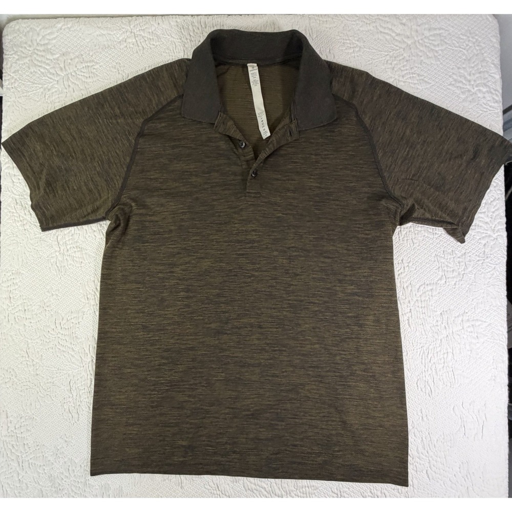 Lululemon Metal Vent Tech Polo Men's Large L Olive Green Silverescent Golf Shirt